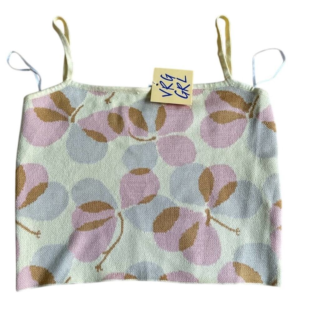 VERGE GIRL Yellow‎  strap knit Crop top Size 12 -New!